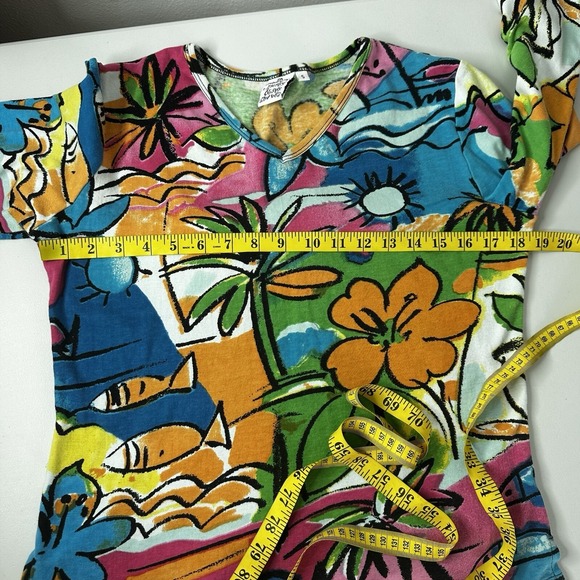 Parsley Sage Shirt Top Womens Small Multicolor Floral Art Tropical Watercolor - Picture 9 of 11